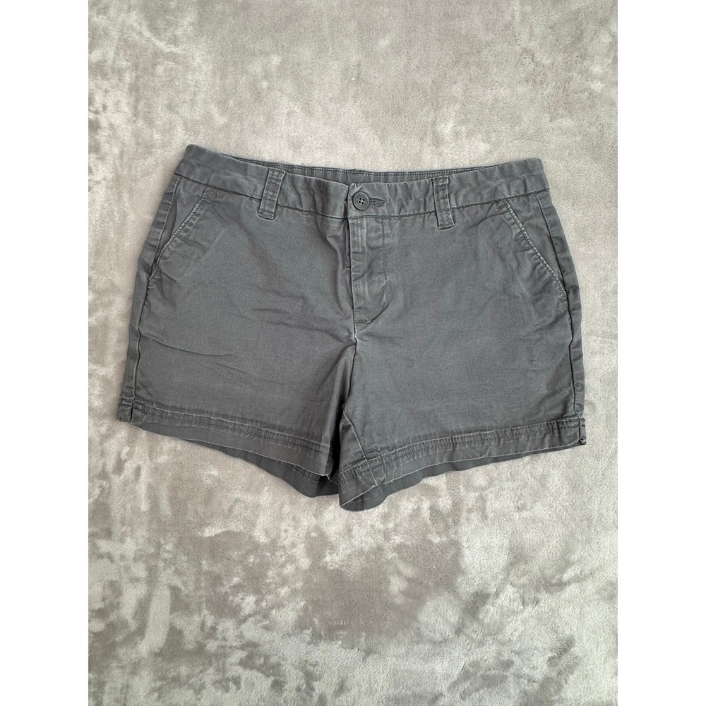 Magellan Outdoors Womens Gray Chino Shorts Size‎ 4 Button Fly Utility Pockets